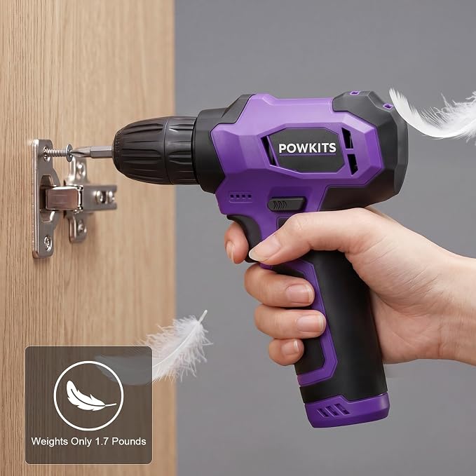 8V Cordless Drill Set, Built-in LED, Rechargeable Purple Power Drill with Drill & Screw Bits, 139-Piece Electric Drill Tool Set for Women & Men, Portable Tool Kit for Home Repairs, DIY Projects