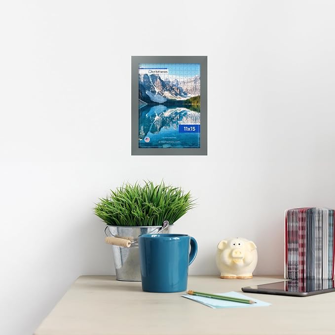 ArtToFrames Puzzle Frame for Buffalo Games 100 Piece Jigsaw Puzzles, 11x15 Inch (28x38 cm), Granite Engineered Wood with Regular Glass, Ready to Hang Puzzle Display
