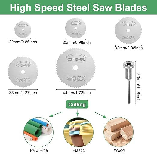 30pcs Cutting Wheel Set, Cutting Discs Compatible with Plastic for Rotary Tool, HSS Circular Saw Blades 5pcs, Resin Cutting Discs 10pcs Diamond Cutting Wheels 10pcs
