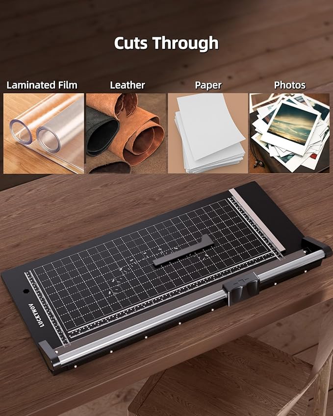 Rotary Paper Cutter 24 Inch, Heavy Duty Paper Trimmer with Self-Sharpening Blade, Measurement Grid for Cardstock, Posters, Photos, Studio & Office Use
