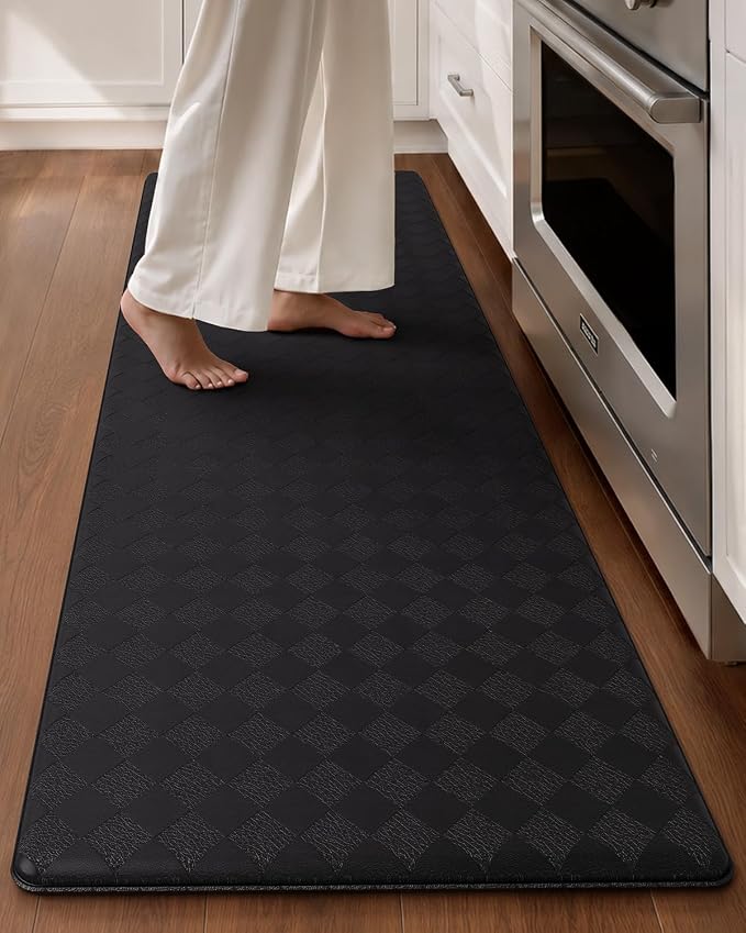 Color&Geometry Anti Fatigue Cushioned Kitchen Floor Mats,17"X59",Long Runner Rug Non Slip Waterproof,Memory Foam Padded Standing Mat for Front Sink,Black