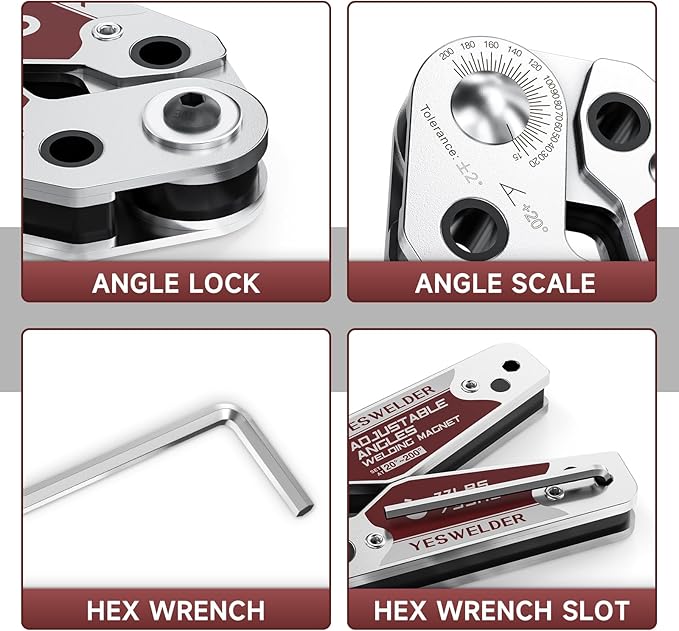 YESWELDER Adjustable Angle Welding Magnet 20-200° Magnetic Welding Holder of 77LBs Holding Power Welding Accessory