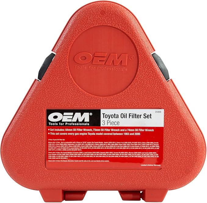OEMTOOLS 25409 Oil Filter Cap Wrench Set, Fits Filters 64 mm, 73 mm, and 74 mm, 14 Flute Oil Filter Wrench Set, Oil Filter Removal Tool Compatible with 22 mm or 7/8" Drive Tools
