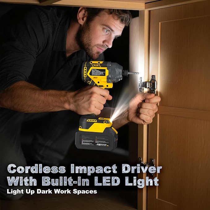 Cordless Impact Driver 2655In-lbs(300N·m) - 21V 1/4" Hex Chuck Brushless Hand Impact Driver With 2 x 4.0Ah Battery & Charger & 14 x Sockets Set & 10 x Screwdriver Bits for Home Projects & DIY