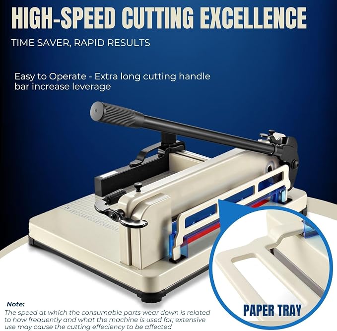 Flexzion Guillotine Paper Cutter 12" A4 Professional Industrial Heavy Duty Scrapbooking Metal Base Trimmer Machine 400 Sheet Capacity for Office Commercial Photocopy Printing Shop