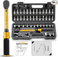 50Pcs Master Bike Torque Wrench Set, 1/4 Inch Drive, 10-230 IN.LB (1-26.0 Nm), Inch Pound Click Torque Wrench with Bit Sockets, 0.1 Nm Micro, 3/8 Adapter, Pro Bicycle Tool Kit for MTB