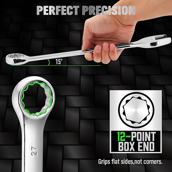 6-Piece Metric Wrench Set, Large Wrench Set Metric and Standard, 23mm, 24mm, 26mm, 27mm, 30mm, 32mm Long Big Open End Wrench Tool Set Roll Up Pouch Organizer, Combination Wrenches Sets