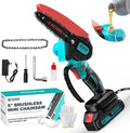 Brushless Mini Chainsaw Cordless 6 Inch, Small Handheld Electric Chain Saw | One-Hand Operation, Tool-free, Auto Oiler,1 Battery Powered, Lightweight for Women