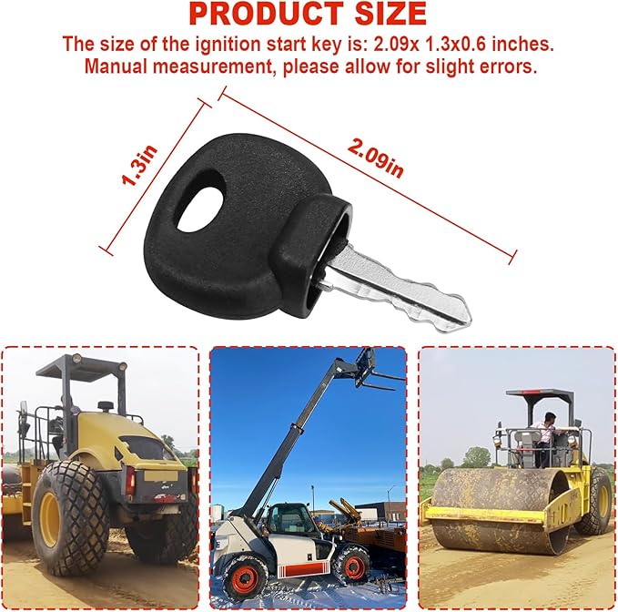 14707 Heavy Equipment Ignition Key, Ignition Keys for Hamm Bomag Volvo Bobcat Caterpillar JCB New Holland Dynapac Terex Skytrak 14707 5755124 8035807 8U-9569 14603(10 packs)
