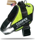 Personalized Dog Harness with Custom Name Patches, Adjustable Reflective No Choke Dog Vest with Handle for Medium Sized Dog, Green, M