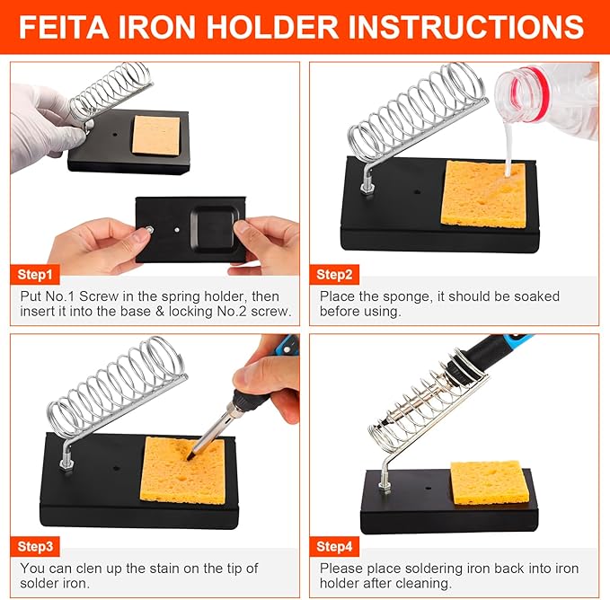FEITA Soldering Iron Kit for Electronics, 14 in 1 Welding Tools Kit with Switch 80W LCD Adjustable Temperature Solder Iron, 2 Solder Wire, Flux, 5 Soldering Tips, Desoldering Pump, Stand, Tweezers