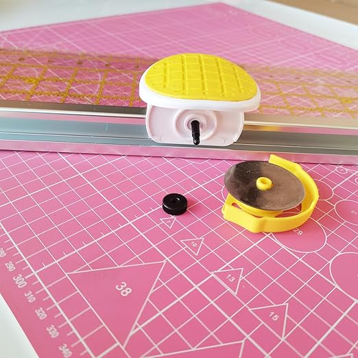 45mm Rotary Cutter and 24" L x 6" W Ruler Combo with Gridlines | Ideal Fabric Cutter for Quilting and Sewing Crafts | Comes with Two Replacement Blades