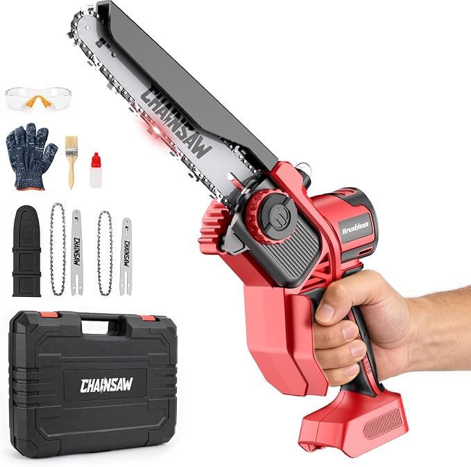 Brushless Mini Chainsaw Compatible with Milwaukee M18 18V (Tool Only) | Cordless Chain Saw for Branch Cutting, Tree Trimming, Shrub Trimming, Small Logs, Garden, Orchard, Yard Cleanup, Dad Gifts
