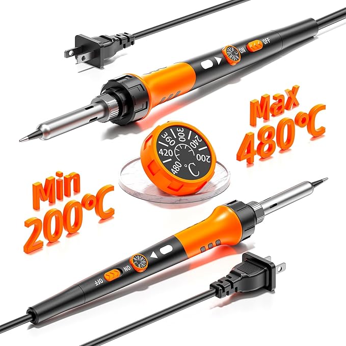 Soldering Iron Premium Kit, 60W Soldering Gun with Ceramic Heater, 12-in-1 Soldering Tool, Adjustable Temperature 200 to 450°C, Includes Soldering Iron Tip, Solder Wire, Pump and Paste