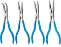 NEIKO 02105A (4) Long Nose Plier 11” Long Reach, Straight, Angle, Curved Pliers, 45 & 90 Degree, bent Head Needle Nose Pliers Set for Mechanics, Long Handle Pliers