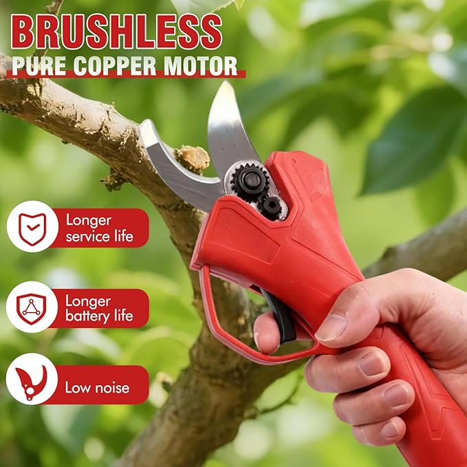 Brushless Electric Pruning Shears Cordless, Pole Pruners for Tree Trimming, Electric Tree pruner Cutter with 2*21V 4000mAH Batteries,15FT Telescoping Rod,1.2 Inch Cutting Diameter, with Replace Blade