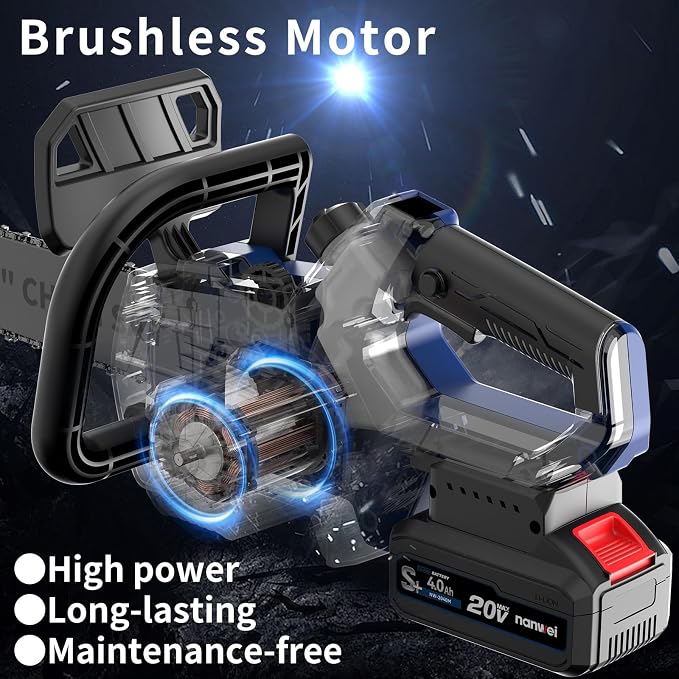 NANWEI 12 Inch Electric Brushless Chainsaw Cordless,Compatible with Makta 18V Battery,Battery Powered Chainsaw For Wood,Tree Cutting (Without Battery)