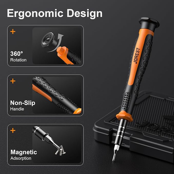 JOREST 40Pcs Small Precision Screwdriver Set with Torx Triwing Phillips, Mini Repair Tool Kit for Macbook, Computer, Laptop, PC, iPhone, PS5, Xbox, Switch, Glasses, Watch, Ring Doorbell, Electronics