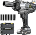 Cordless Impact Wrench 1/2 inch Compatible with DeWalt 20V Battery: 1700FT-LBS High Torque Impact Wrench with 6 Sockets & Case - Brushless Electric Impact Gun LED Work Light, Bare Tool