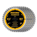 6-1/2 Inch 40 Tooth Circular Saw Blade with 5/8 Inch Arbor ATB Finishing for Wood Cutting(5-Packs)