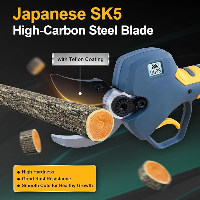 2-in-1 Pole Pruning Shears Cordless, 40mm Electric Pruner with Extension Pole, Dual Battery, Compatible with Makita battery, 14.7FT High Reach Tree Trimmer, No Ladder Needed for Orchard