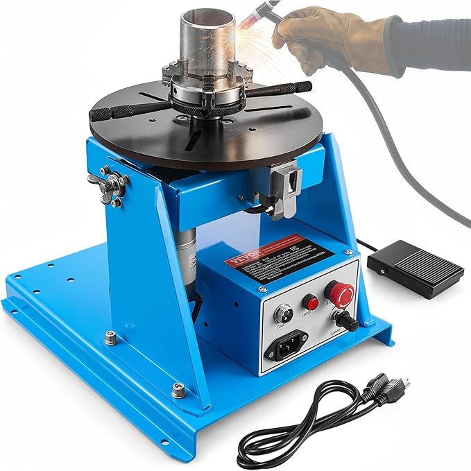 VEVOR Rotary Welding Positioner 10KG, 1-12 RPM 20W, Adjustable 0-90° Turntable with 8.1 Inch 3-Jaw Chuck, Compact Welder Machine for Precision Cutting, Grinding, Assembly, and Testing