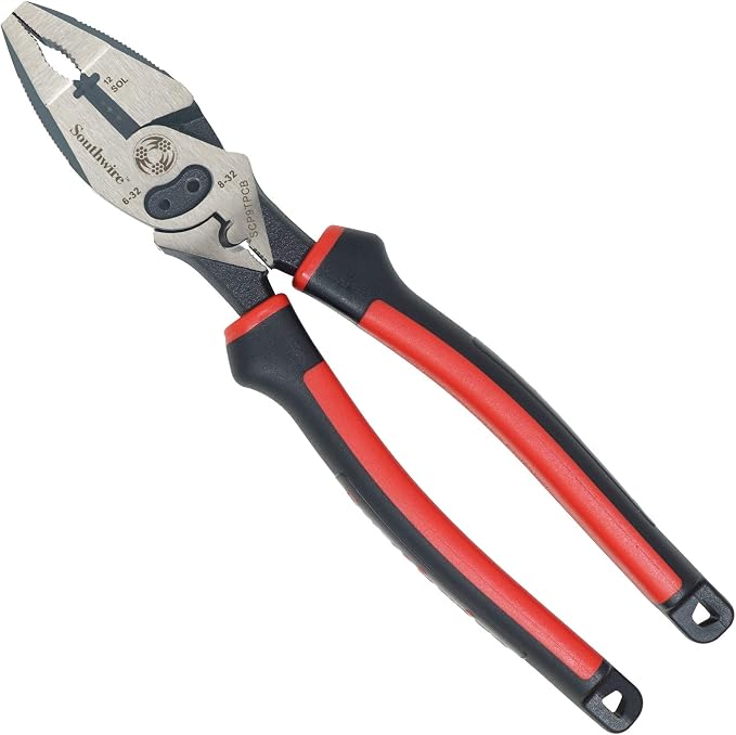 Southwire Sidecut Plier 9-Inch Combination Tool - Delivers Maximum Precision Cuts & Versatile Functionality - Reamer, Stripper, Crimper, Bolt Shear - Fire Rivet Construction