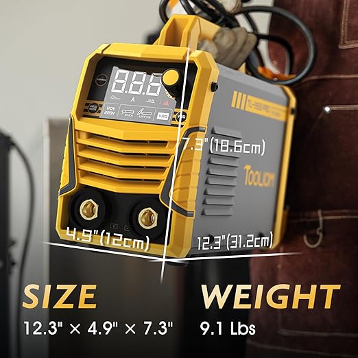 TOOLIOM 195A Stick/Lift TIG Welder with Lift TIG Torch 110V/220V Dual Voltage Welding Machine with Synergic Control Portable MMA Welder Machine with VRD, Hot Start and ARC Force