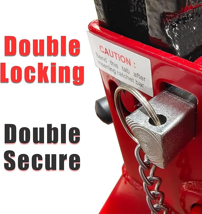 BIG RED T43002A Torin Steel Jack Stands: Double Locking, 3 Ton (6,000 lb) Capacity, Red, 1 Pair