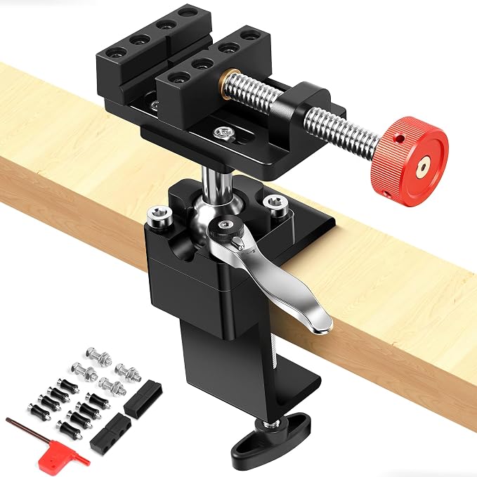 ArtyMaster 360° Rotating Mini Bench Vise with Quick-Release Ratchet Wrench, 2.48" General-Purpose Table Vise for Woodworking, Metalworking, Modeling, Mini Vice Clamp for Small Projects WT104C