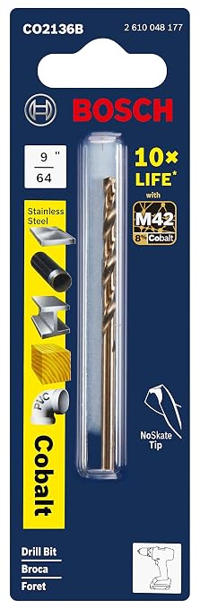 BOSCH CO2136B 9/64 in. x 2-7/8 in. Cobalt M42 Drill Bit (Pack of 2)
