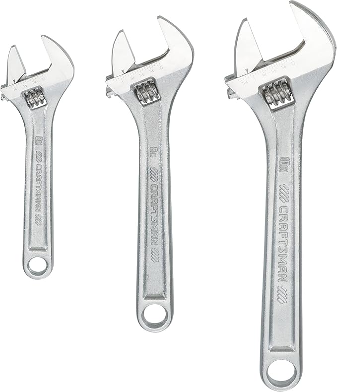 CRAFTSMAN Adjustable Wrench Set, 3-Piece All Steel, Metirc and SAE Scale (CMMT12001)