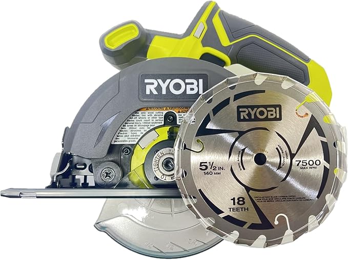 Ryobi One P505 18V Lithium Ion Cordless 5 1/2" 4,700 RPM Circular Saw (Battery Not Included, Power Tool Only), Green