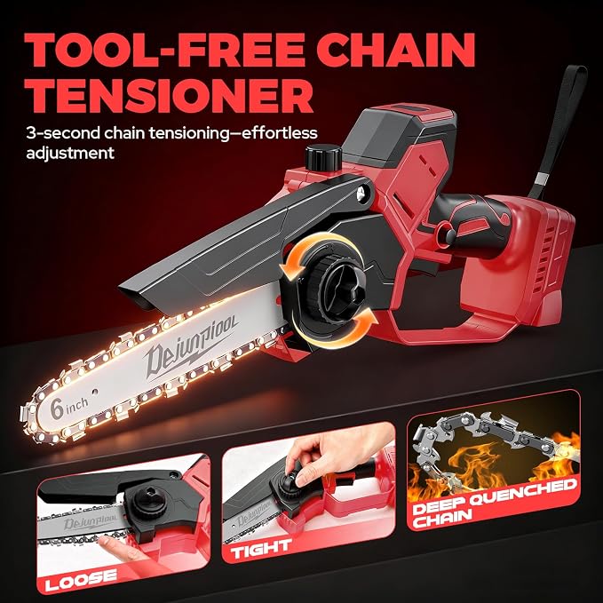 Mini Chainsaw Cordless Compatible with Milwaukee M18 18V Battery (NO Battery), 6 Inch & 8 Inch Small Electric Chainsaw Brushless, 2x 6'' Chains + 2x 8'' Chains, Auto Oiler, Handheld Pruning Chain Saw