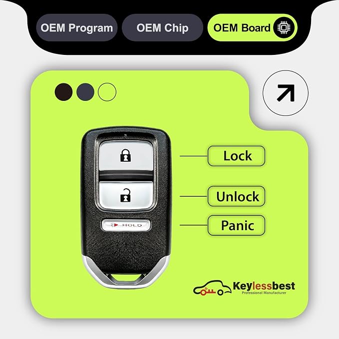 2 Keylessbest Replacement for 2015 2016 2017 Honda Fit EX EX-L EX-LN HR-V Key Fob Remote Control KR5V1X 3 Buttons 313.8MHz