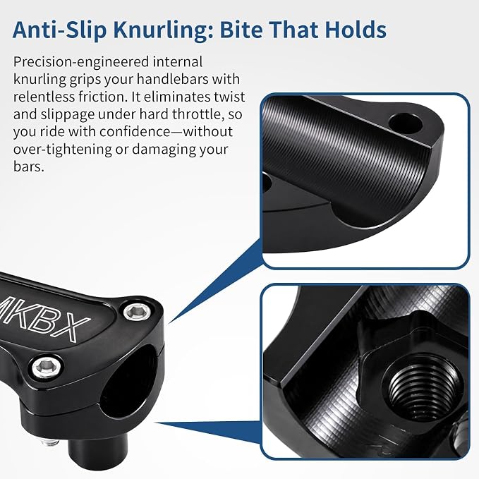Black 1.25 inch Handlebar Riser Top Clamp Kit, 7075 Aluminum Bar Riser for 1.25” Handlebars, Fits Harley Touring Sportster Softail Dyna Models