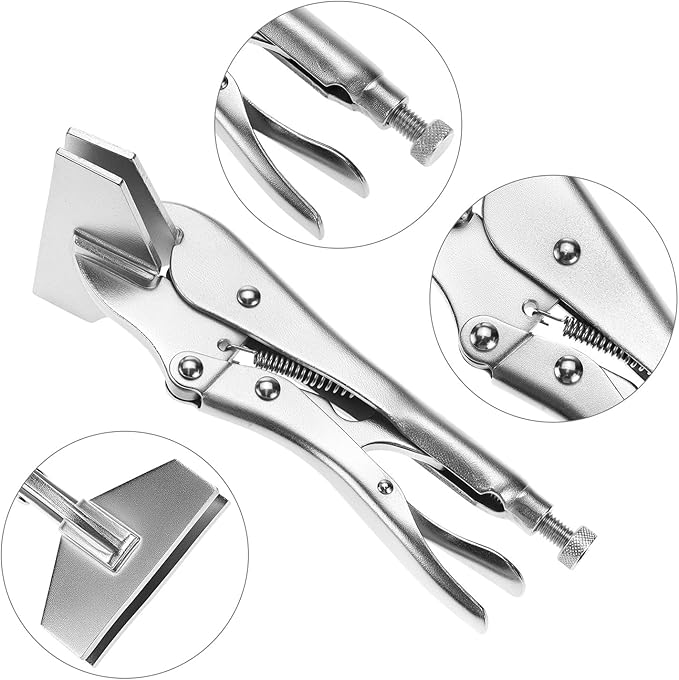 QWORK Locking Sheet Metal Clamp, 2 Pack 8 Inch Alloy Steel Welding Plier, Sheet Metal Grip Tool