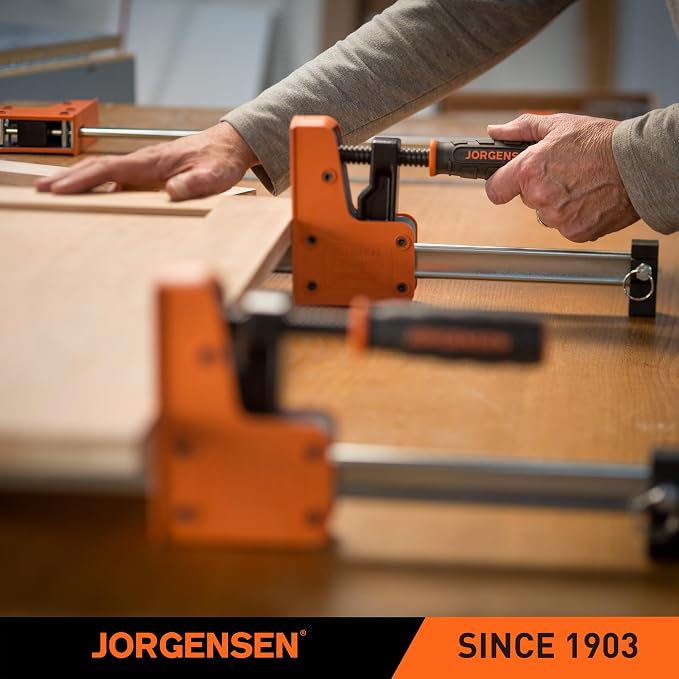 JORGENSEN 24-inch Bar Clamps, 90° Cabinet Master Parallel Jaw Bar Clamp Set, 2-pack