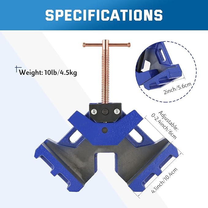 DASBET 2Pack Cast Iron Welders Angle Clamp - Heavy Duty Two Axis Welding Clamp Right Angle 90 Degrees Self Centering Jig and Fixture Clamp for Woodworking Corner Miter