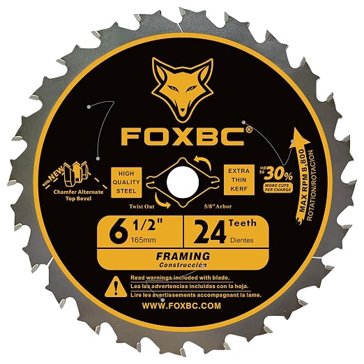 FOXBC 6-1/2 inch Circular Saw Blade 24T 40T 60T Combo Pack, Ultra Fine Finish for Wood Cutting, Thin-Kerf with 5/8" Arbor