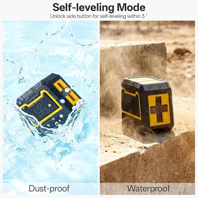 Self Leveling Green Laser Level, 100ft Cross Line Tool with Rotary Function, Class I| Laser <1mW (635nm), 3 Brightness Modes, Magnetic Bracket, IP54 Dust & Water Resistant