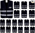 Black Safety Vests 20 Pack - Reflective High Visibility Construction ANSI Class 2 Work Vests for Men,Woman,Hi Vis Mesh and Neon Silver Strip