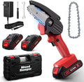 Wood Ranger Mini Chainsaw, Electric 4 inch MINI Chainsaw, Cordless Portable Electric Chain Saw for Yard, Home and Garden, Wood Cutting, Tree Trimming (2Battery&2Chain)
