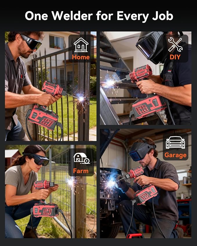 Portable Welding Machine:【2026 Upgraded】110V Handheld Welder with Balanced Design, LCD Display & 3 Modes (MMA/Hot Start/Arc Force), 200A IGBT Inverter ARC Welder Gun Fits 1/16"-1/8" Rods, Red