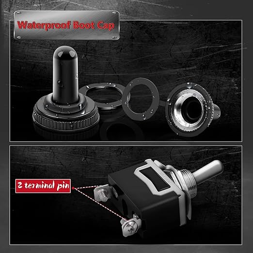 8 Pack Toggle Switches, 2 Pin 20A 125V AC/ 15A 250V AC ON Off Switch, SPST Car Rocker Switches with Boot Cap Cover, 12V Heavy Duty Waterproof Toggle Switch
