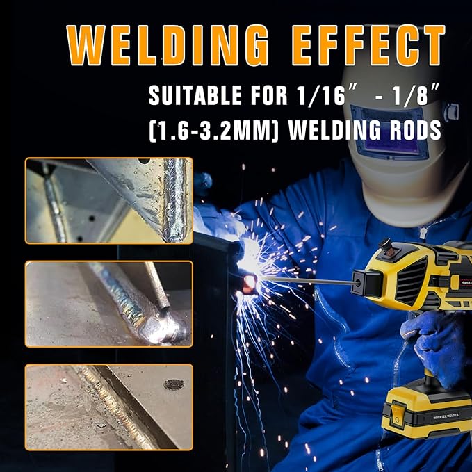 TRQWH Portable Handheld Welding Machine 110V IGBT Inverter Hand held Welder Gun, 20-120A Portable Welder 5 Variable Current Adjustments ARC Welding Gun, Fit for 1/16"-1/8" Welding Rods (Yellow)