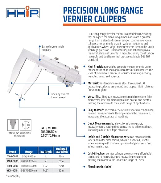 HHIP 4100-0008 Vernier Caliper (Heavy Duty), 40"/1000 mm Long