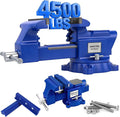 6-Inch Bench Vise with Jaw Pads, Heavy Duty Workbench Vise with Anvil, 360° Swivel Locking Base, 4500 lbs Clamping Force Bench Vice for Woodworking, Drilling, Pipe Cutting