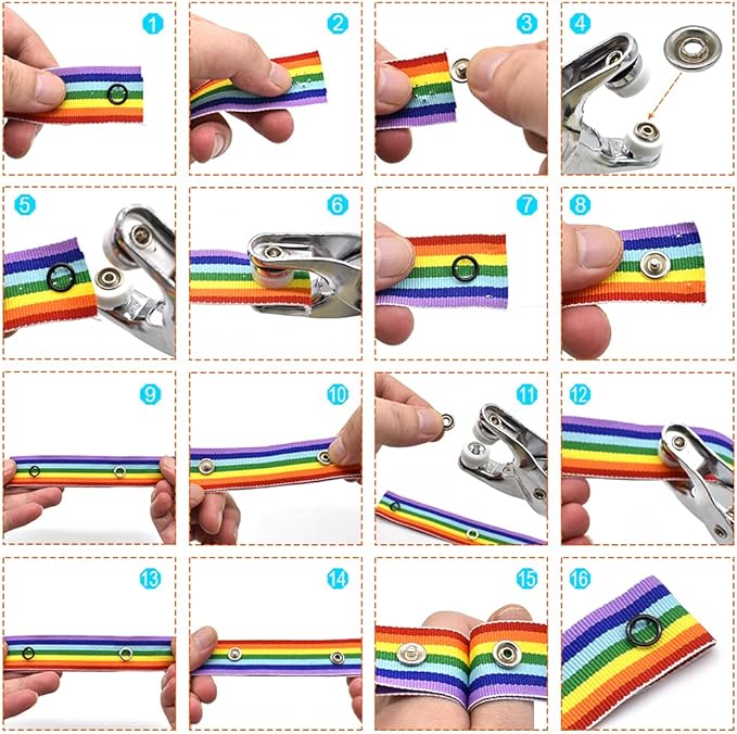 200 Sets Metal Snaps Fasteners Kit 9.5mm 10 Colors Metal Prong Ring Button with Fastener Pliers Press Tool for Sewing and Crafting