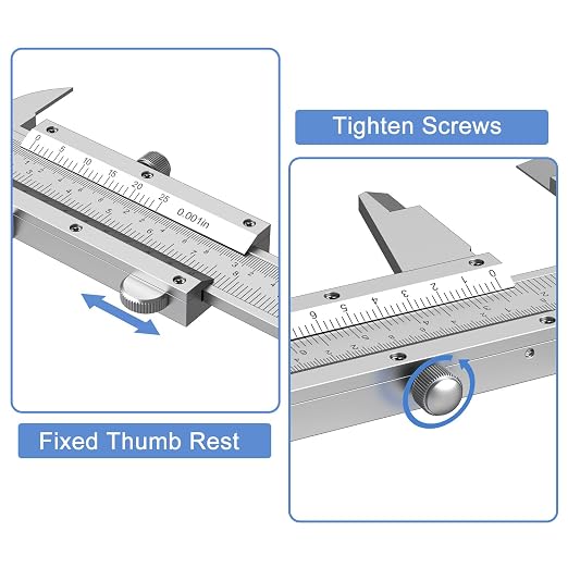 HDLNKAK Vernier Caliper 6 Inch + Stainless Steel Feeler Gauge 32 Blade, 6" Stainless Steel Non Digital Caliper, 0-6Inch/0-150mm，0.02mm/0.001" High Precision Caliper
